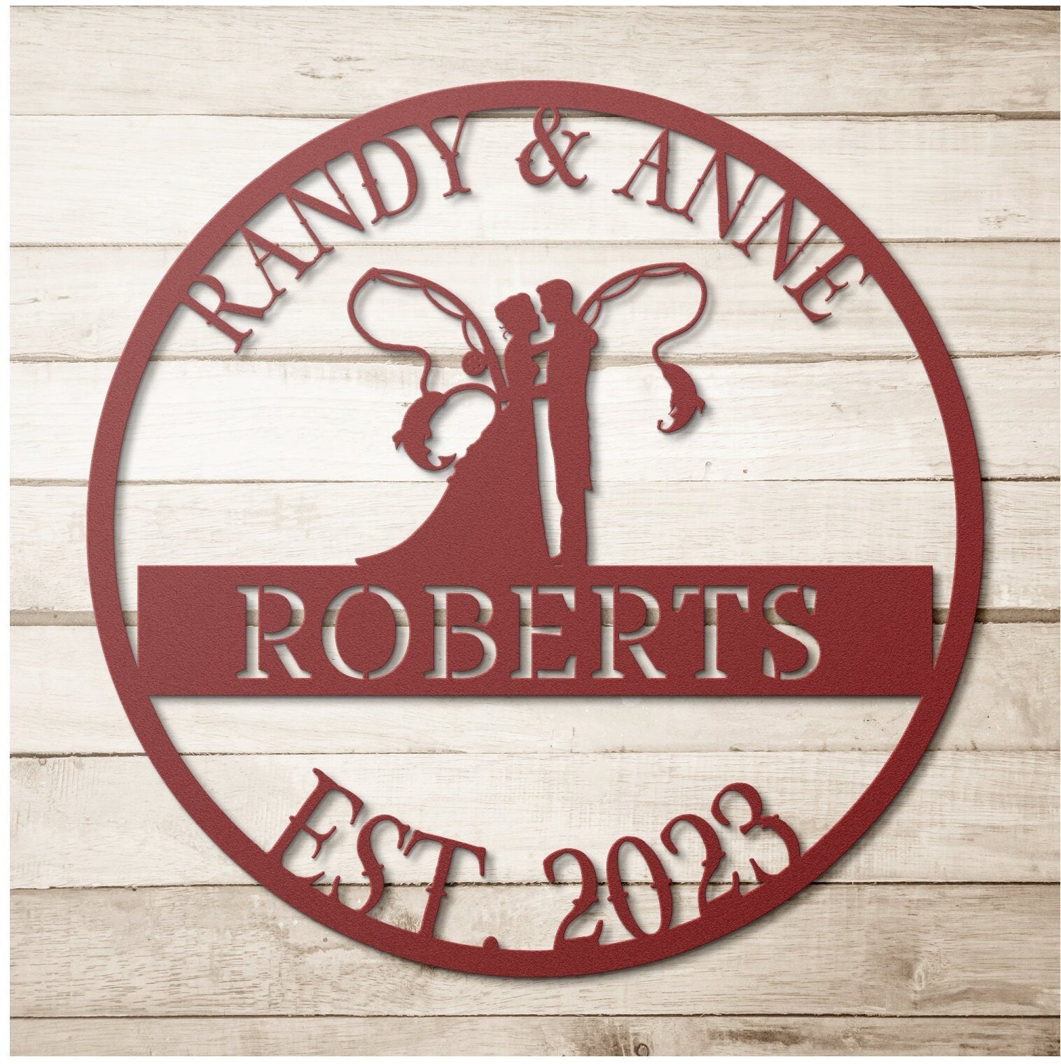 Fishing Wedding Sign, Wedding Gift, Last Name Established Sign, Family Name Sign, Metal Fishing Sign, Wedding Monogram, Couple Gift