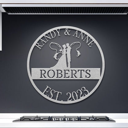 Fishing Wedding Sign, Wedding Gift, Last Name Established Sign, Family Name Sign, Metal Fishing Sign, Wedding Monogram, Couple Gift