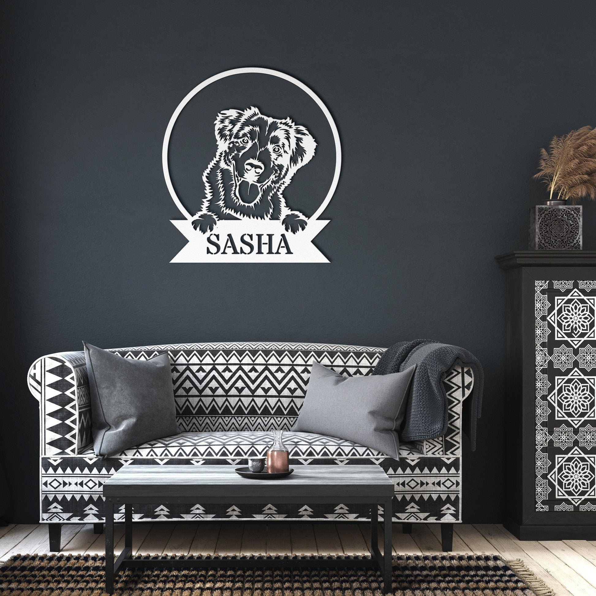 Australian Sheperd Metal Sign, Wall Hanging Dog Sign, Metal Dog Art, Large Metal Sign, Australian Sheperd Gifts, Outdoor Patio Decor