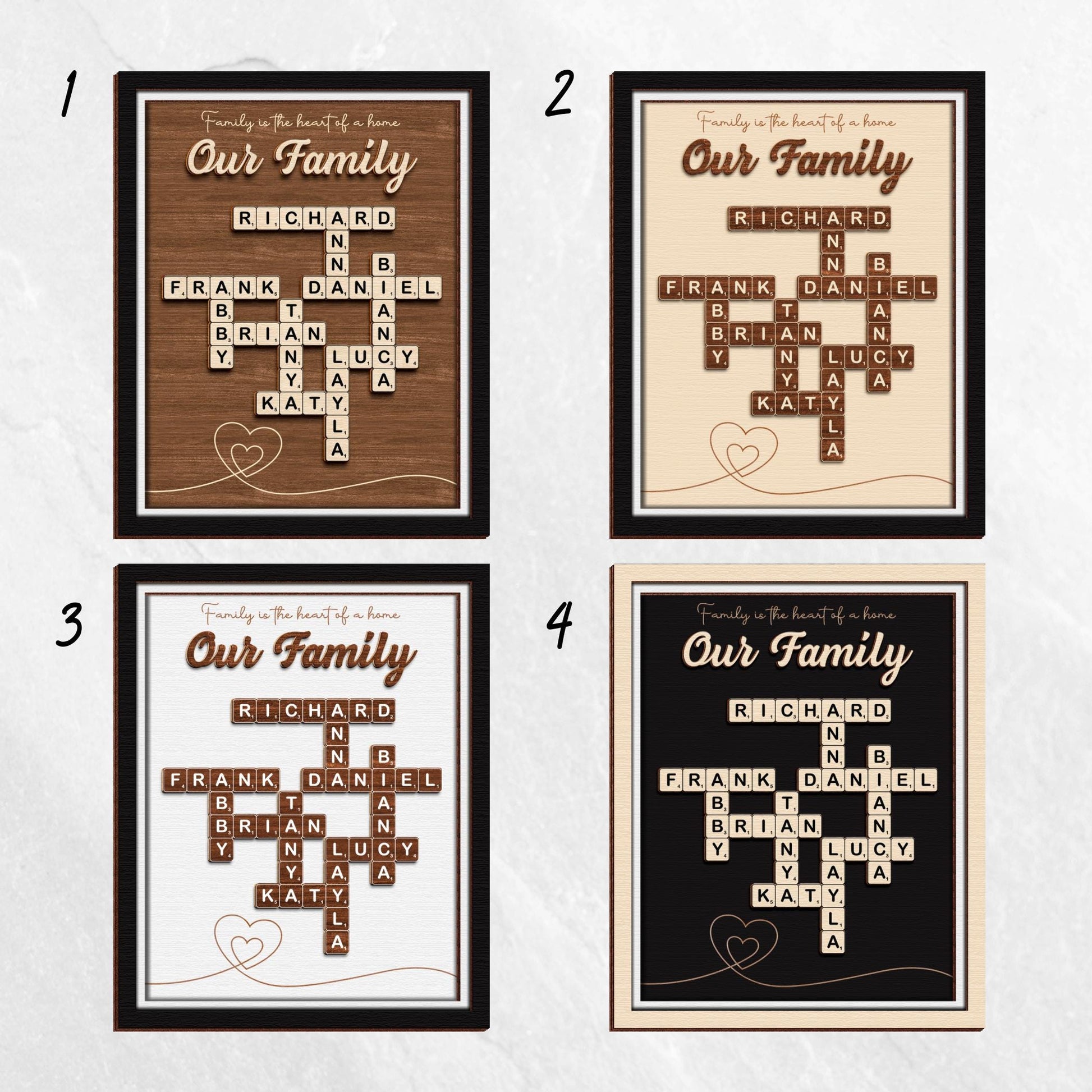 Mothers Day Presents Scrabble Frame Family Sign,Personalized Wooden Scrabble Puzzle Sign,Name Puzzle,Mom Puzzle Sign Gift,Mother's Day Gift.