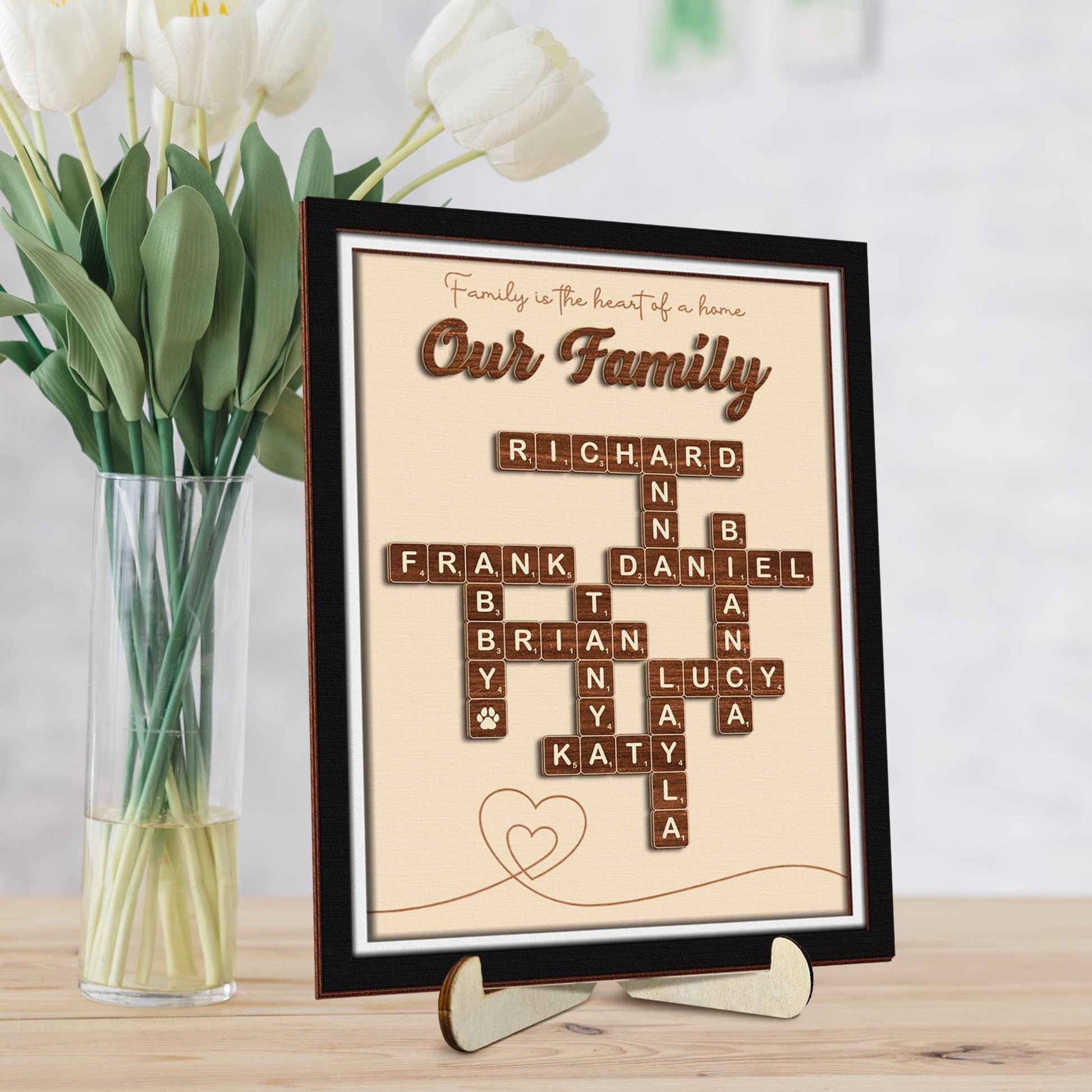 Mothers Day Presents Scrabble Frame Family Sign,Personalized Wooden Scrabble Puzzle Sign,Name Puzzle,Mom Puzzle Sign Gift,Mother's Day Gift.