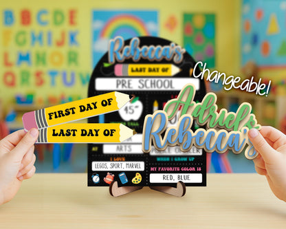 Custom Back to School Board,First And Last Day School Interchangeable Sign,First Day of School,Dry Erase Sign,Gifts for Kids,Son,Daughter