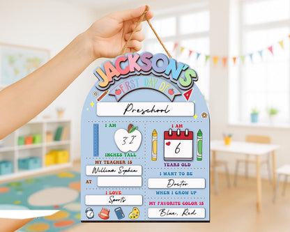 Custom First Day Of School Sign, Last Day of School Sign, Custom Name Sign, Preschool Back To School Dry Erase Sign, 1st Day of School Board